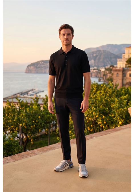 Paolo Pecora Gauge 16 Silk and Cotton Blend Knit Polo - Black PAOLO PECORA |  | A006 F2009000